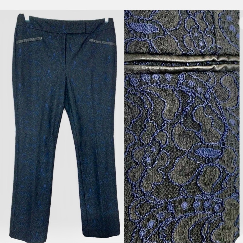 Chico's Black Label lace overlay trousers. Black/Blue. Easy fit
